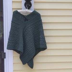 ARAN SWEATER MARKET 100% Merino Wool Teal Poncho